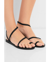 Ancient Greek Sandals Eleftheria Braided Leather Sandals Black