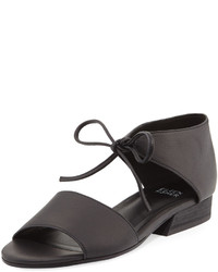 Eileen Fisher Ely Tie Front Leather Sandal Black