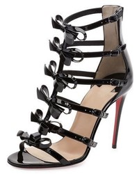 Christian Louboutin Girlystrappi Bow 100mm Red Sole Sandal Black