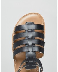 Frank Wright Gladiator Sandals In Black Leather