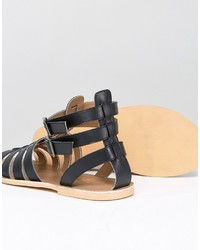 Frank Wright Gladiator Sandals In Black Leather