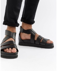 ASOS DESIGN Gladiator Sandals In Black Leather With Chunky Sole