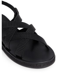Giorgio Armani Jute Midsole Basketweave Leather Strap Sandals
