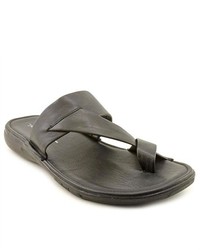 Kenneth Cole Ny Cassette Shape Black Leather Slides Sandals Shoes