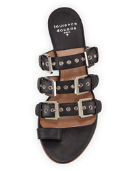 Laurence Dacade Kim Rivet Leather Slide Sandal Black
