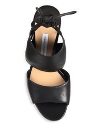 Diane von Furstenberg Laie Stretch Leather Peep Toe Sandals
