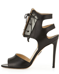 Paul Andrew Leather Lace Front Sandal Black