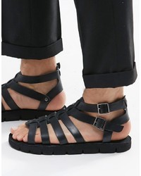 Dune Leather Sandals In Black