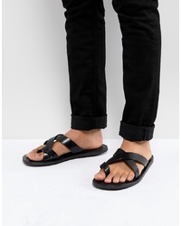 Pier One Leather Sandals In Black