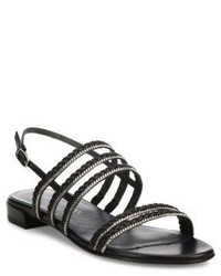 Stuart Weitzman Linedrive Braided Leather Chain Slingback Sandals