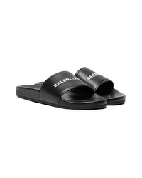 Balenciaga Logo Leather Slides