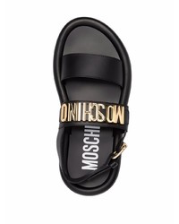 Moschino Logo Plaque Open Toe Sandals
