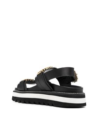 Moschino Logo Plaque Touch Strap Sandals