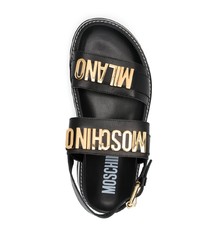 Moschino Logo Plaque Touch Strap Sandals