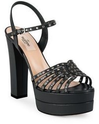 Valentino Love Latch Grommeted Leather Platform Sandals