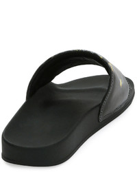 Marcelo Burlon County of Milan Marcelo Burlon Benny Leather Pool Slide Sandal Black