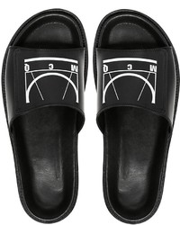 McQ by Alexander McQueen Glyph Logo Printed Leather Slide Sandals