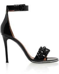 Givenchy Monia Patent Leather Sandals With Crystals Black