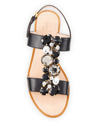 Kate Spade New York Brigit Jeweled Flat T Strap Sandal Black