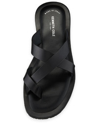 Kenneth Cole Reel Life Crisscross Leather Slide Sandal Black