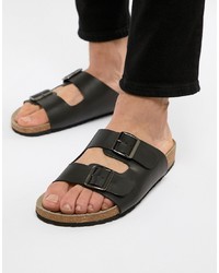 ASOS DESIGN Sandals In Black Leather With