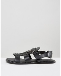 Asos Sandals In Black Leather With Studs
