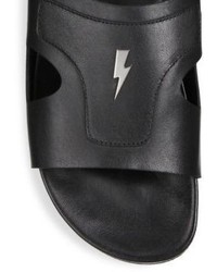Neil Barrett Thunderbolt Leather Slides