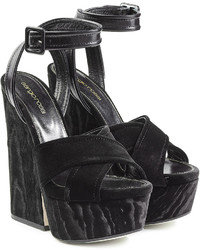 Sergio Rossi Velvet Platform Sandals