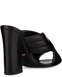 Gucci Webby Leather 110mm Slide Sandal Black