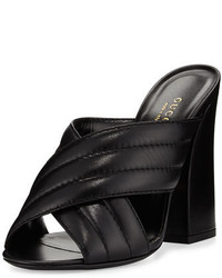 Gucci Webby Leather 110mm Slide Sandal Black