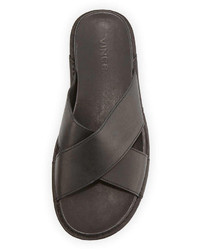Vince Weston Crisscross Leather Slip On Sandal Black