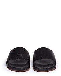 Nobrand Wide Strap Leather Slide Sandals