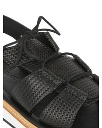 Giorgio Armani Woven Leather Lace Up Sandals