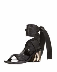 Proenza Schouler Xmm Leather Ankle Wrap Sandal Black