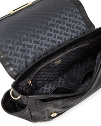 Diane von Furstenberg 440 Courier Rail Quilted Leather Satchel Bag Black