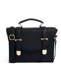 Asos Satchel Bag With Scallop Flap And Metal Tips