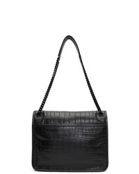 Saint Laurent Black Medium Croc Niki Bag