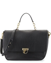 Versace Collection Pebbled Leather Satchel Bag Black