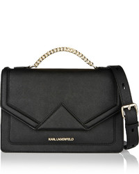 Karl Lagerfeld Klassik Textured Leather Shoulder Bag Black