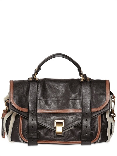 Proenza Schouler Ps1 Medium Shearling And Leather Satchel, $2,650 ...