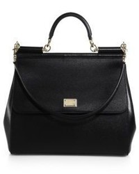 Dolce & Gabbana Sicily Large Textured Leather Top Handle Satchel