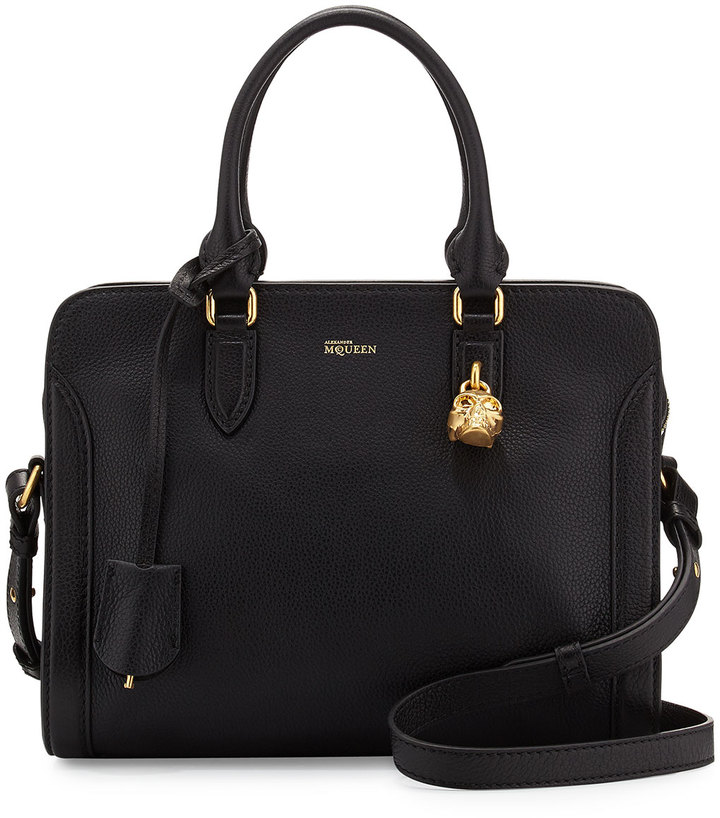 Alexander McQueen Small Padlock Satchel Bag Black, $1,345 | Neiman ...
