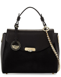 Versace Small Top Handle Leather Satchel Bag Black