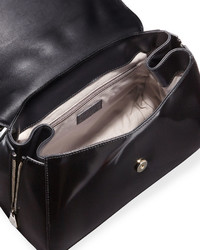 Versace Top Handle Patent Leather Satchel Bag Black