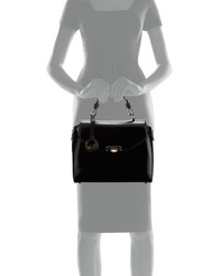 Versace Top Handle Patent Leather Satchel Bag Black