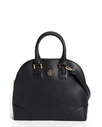 Tory Burch Robinson Perforated Leather Dome Satchel Black