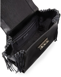 Zac Posen Zac Eartha Iconic Leather Satchel Bag Wfringe Black