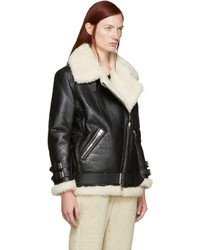 Acne Studios Black Cracked Shearling Velocite Jacket