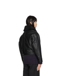 AMI Alexandre Mattiussi Black Ed Leather Shearling Jacket