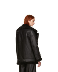 Acne Studios Black Leather And Shearling Velocite Jacket